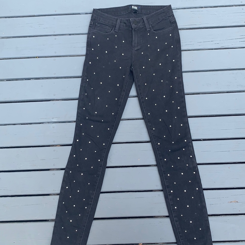 Paige black skinny jeans with rhinestones